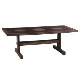 DARK AND LIGHT CERUSED OAK TABLE HAVING GEOMETRIC INCISED CARVINGS C 1960.