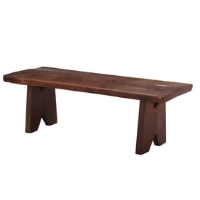 FREE EDGE OAK TABLE WITH SOLID SLAB TOP IN THE MANNER OF GEORGE NAKASHIMA C 1945.