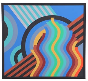 MOHAMED MELEHI (MOROCCAN, 1936 -2020) AN ACRYLIC ON CANVAS ABSTRACT PAINTING HAVING WAVE FORM
