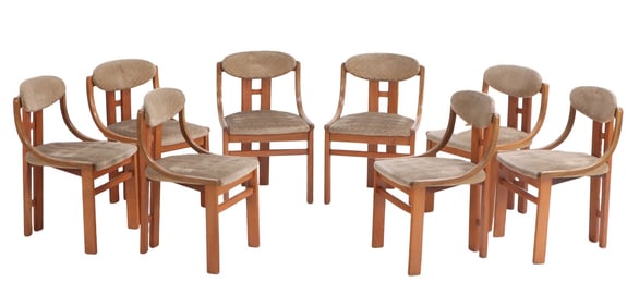 EIGHT H BACK DINING CHAIRS C 1950 IN THE MANNER OF TOBIA SCARPA.