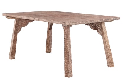GOUGE CARVED AND CERUSED OAK TABLE C 1945.