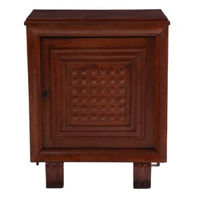 FRENCH OAK SINGLE DOOR CABINET C 1940 IN THE MANNER OF DUDOUYT.
