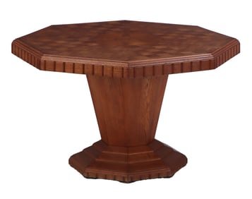 FRENCH ART DECO GAMES TABLE OR CENTER TABLE HAVING A PARQUET TOP IN OAK C 1935.