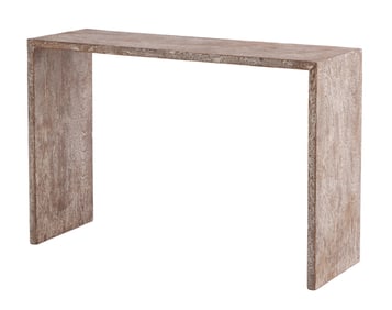 CERUSED OAK CONSOLE TABLE IN THE MANNER OF JEAN-MICHEL FRANK.
