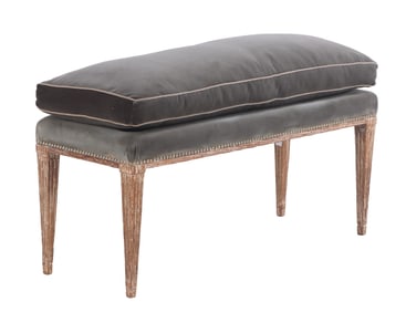 FRENCH CERUSED OAK BENCH IN THE MANNER OF JEAN-MICHEL FRANK WITH UPHOLSTERED SEAT C 1940.
