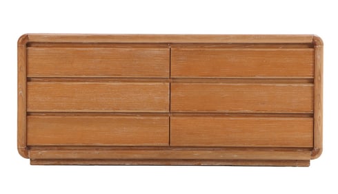 SIX DRAWER CERUSED OAK DRESSER C 1960.