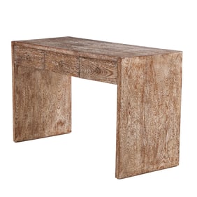 CERUSED OAK THREE DRAWER WRITING DESK OR CONSOLE TABLE IN THE MANNER OF JEAN-MICHEL FRANK.