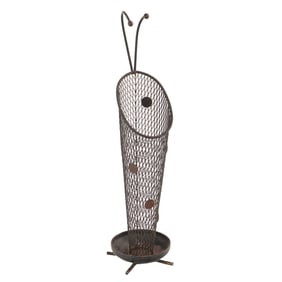 FRENCH IRON AND BRASS UMBRELLA STAND IN THE MANNER OF JEAN ROYERE C 1950.