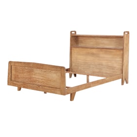 CERUSED OAK FULL SIZE BED WITH BUILT IN BOOK STORAGE C 1945.