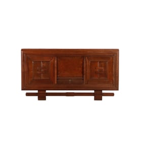 INTERESTING FRENCH OAK SIDEBOARD C 1940 HAVING TWO DOORS FLANKING A FALL FRONT BAR SECTION WITH A