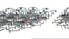 TWELVE HOOP BACK LACQUERED ARM CHAIRS WITH CANE SEATS C 1970.