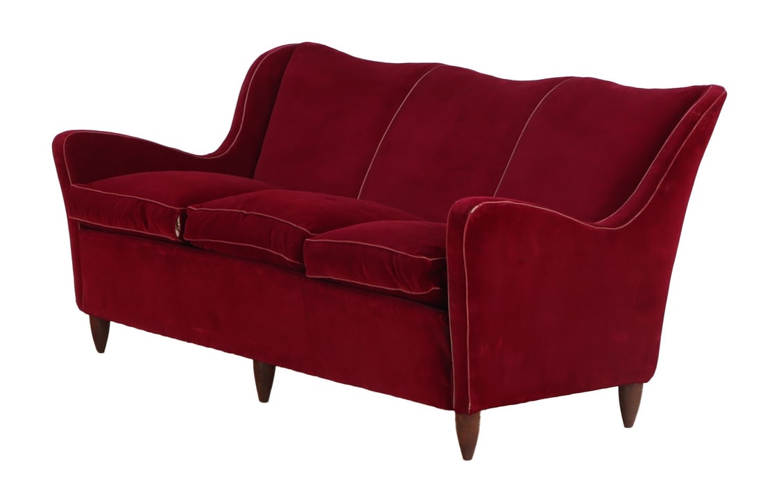 ITALIAN SOFA OF GENEROUS PROPORTIONS C 1950  IN THE MANNER OF GIO PONTI. (1 of 6)