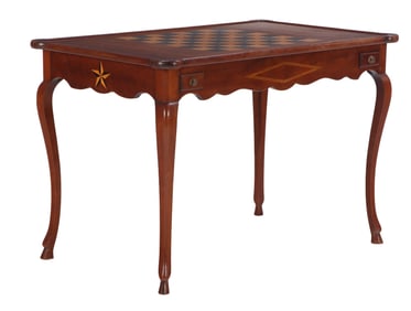 CUSTOM MADE FRENCH PROVINCAL STYLE GAMES TABLE C1950 HAVING A REMOVEABLE LEATHER TOP WITH CHESS