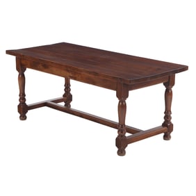 FRENCH OAK FARM TABLE WITH TURNED LEGS C 1940. ENSUITE WITH FOLLOWING LOT.