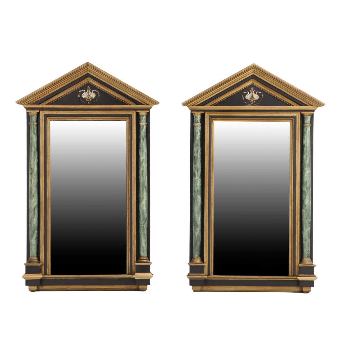 PAIR OF ITALIAN PAINT DECORATED AND FAUX MARBLEIZED NEO-CLASSICAL STYLE MIRRORS. (1 of 7)
