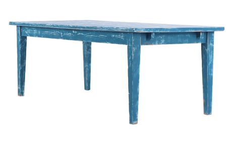 MODERN PAINTED FARM TABLE WITH TWO LEAVES.