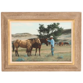 MARK SWANSON (AMERICAN B. 1958)  A GENTLE HAND  FRAMED OIL PAINTING C. 1997