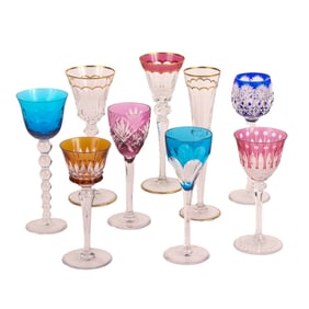 NINE ST. LOUIS CRYSTAL GOBLETS, INCLUDING EXCELLENCE AND TOMMY, C 1990S.