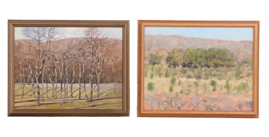 RICHARD LEWIS CROZIER (AMERICAN, B. 1944) TWO OIL ON CANVAS LANDSCAPE PAINTINGS, SIGNED AND DATED