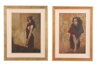 GREGORY CALIBEY (AMERICAN B. 1959) TWO OIL PAINTINGS OF WOMEN, SIGNED AND DATED 1998