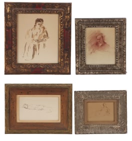 SEYMOUR REMENICK (AMERICAN 1923-1999) 1950S DRAWINGS INCLUDING 4 PORTRAIT STUDIES, 2 SANGUINE