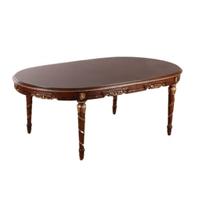 LOUIS XV STYLE DINING TABLE WITH TWO SKIRTED LEAVES BY FURGUSON COPELAND.