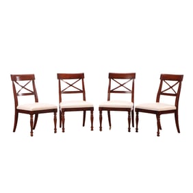FOUR REGENCY STYLE X BACK SIDE CHAIRS.