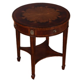 BANDED MAHOGANY OCCASIONAL TABLE BY MAITLAND SMITH.