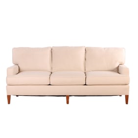MATCHED PAIR OF UPHOLSTERED SOFAS BY CR LAINE.