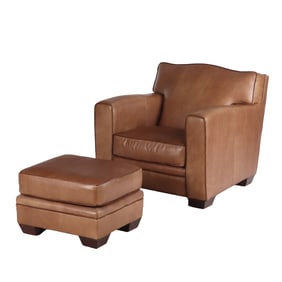 LEATHER CHAIR W OTTOMAN