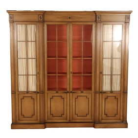 CUSTOM MADE REGENCY STYLE FOUR DOOR BOOKCASE HAVING EBONIZED DETAILS C 1950.
