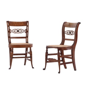 PAIR OF NEO CLASSICAL TIGER MAPLE CLAWFOOT CHAIRS C 1815
