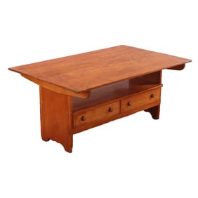 NINETEENTH CENTURY YELLOW PINE HUTCH TABLE WITH DRAWERS.