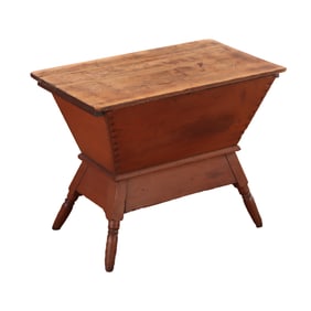 NINETEENTH CENTURY MAHOGANY DOUGH BOX WITH SLIDING LID AND DOVETAILED CASE.