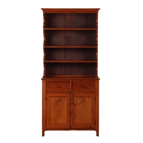 NINETEENTH CENTURY SOFTWOOD CUPBOARD WITH OPEN TOP AND TWO DOOR BASE.