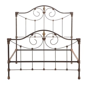 AMERICAN POLISHED IRON AND BRASS BED C 1890.