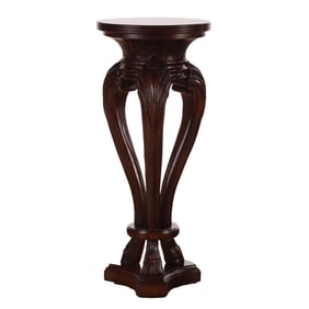 CARVED MAHOGANY PEDESTAL.