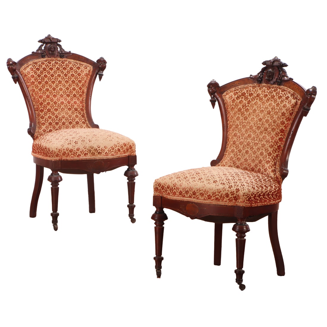 PAIR OF VICTORIAN WALNUT SIDE CHAIRS ATTR. TO JOHN JELLIFF C 1870. (1 of 5)