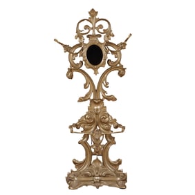 CAST IRON VICTORIAN HALL TREE IN TWO PARTS WITH DRIP PAN AND HAT HOOKS C 1880.