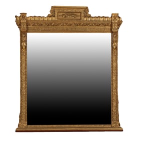 GILTWOOD AND GESSO EASTLAKE STYLE OVERMANTEL MIRROR C 1880.