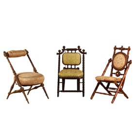 THREE AMERICAN VICTORIAN WALNUT SIDE CHAIRS C 1870 ATTRIBUTED TO HUNZINGER.