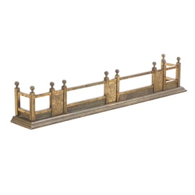 BRASS FIREPLACE FENDER IN THE EASTLAKE STYLE C 1880.