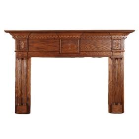 FEDERAL STYLE OAK FIREPLACE MANTEL