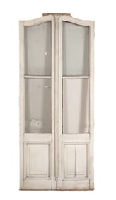 PAIR PAINTED ARCHED TOP DOORS C 1920.