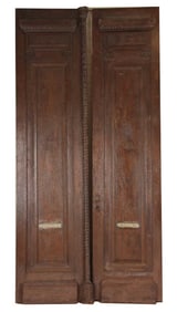 ANTIQUE PAIR LARGE SCALE OAK ENTRY DOORS C. 1890