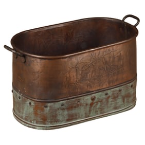 AN ARTS AND CRAFTS COPPER BOILER POT.