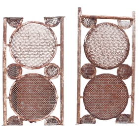 LARGE PAIR OF IRON PANELS WITH CIRCLE MOTIF C 1940.