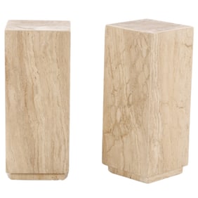 PAIR ITALIAN TRAVERTINE PEDESTALS