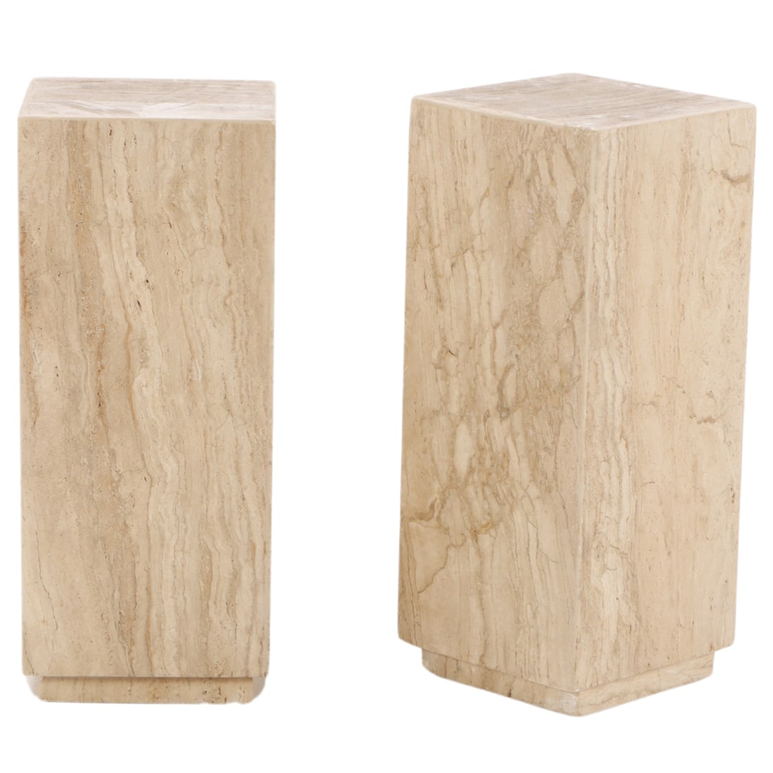 PAIR ITALIAN TRAVERTINE PEDESTALS