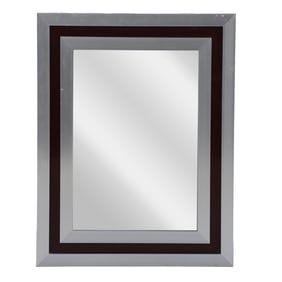 FRENCH METAL FRAMED MIRROR IN THE MANNER OF JANSEN C 1970.